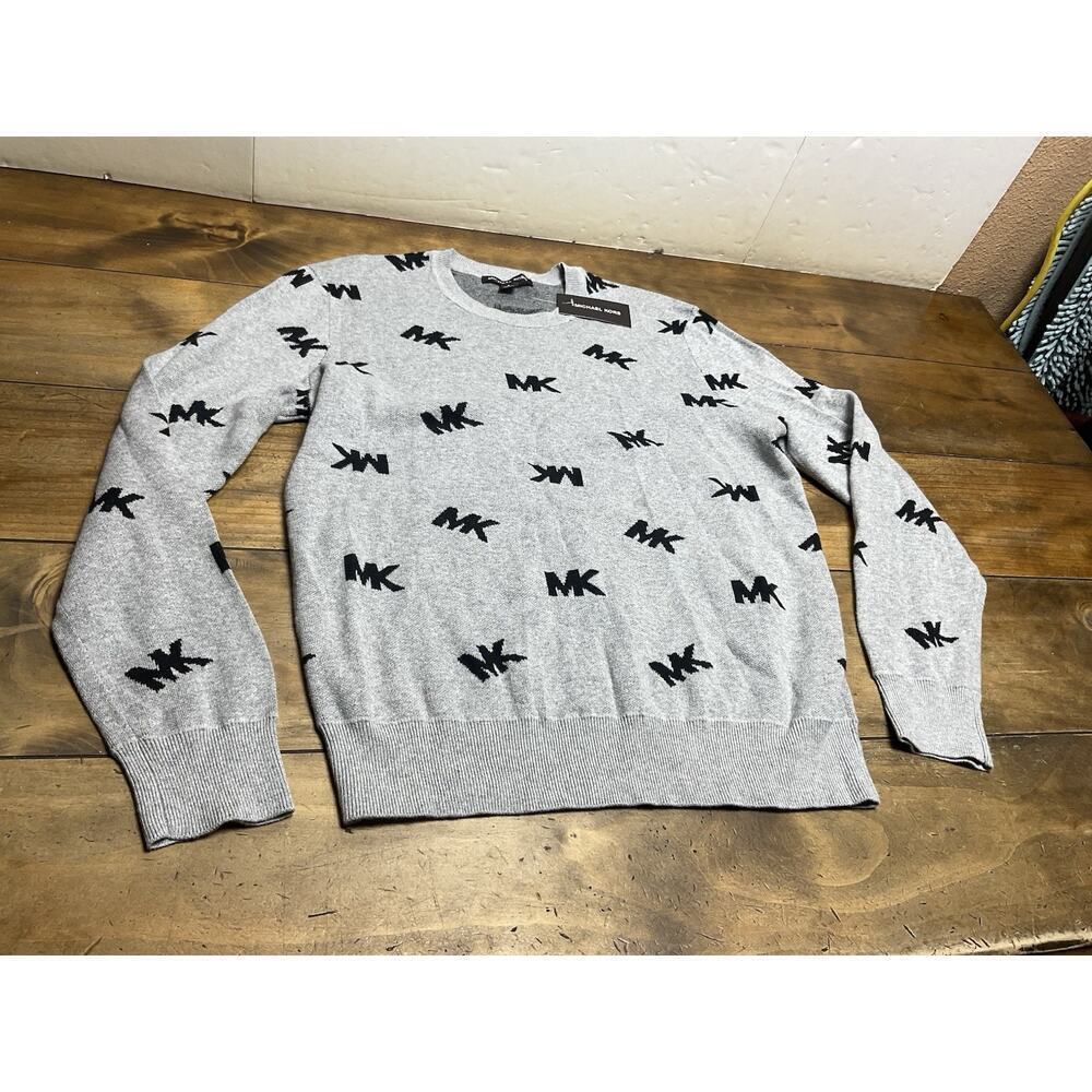 Michael Kors Men's All Over Print MK Logo Pullover Crewneck Sweater Small NWT